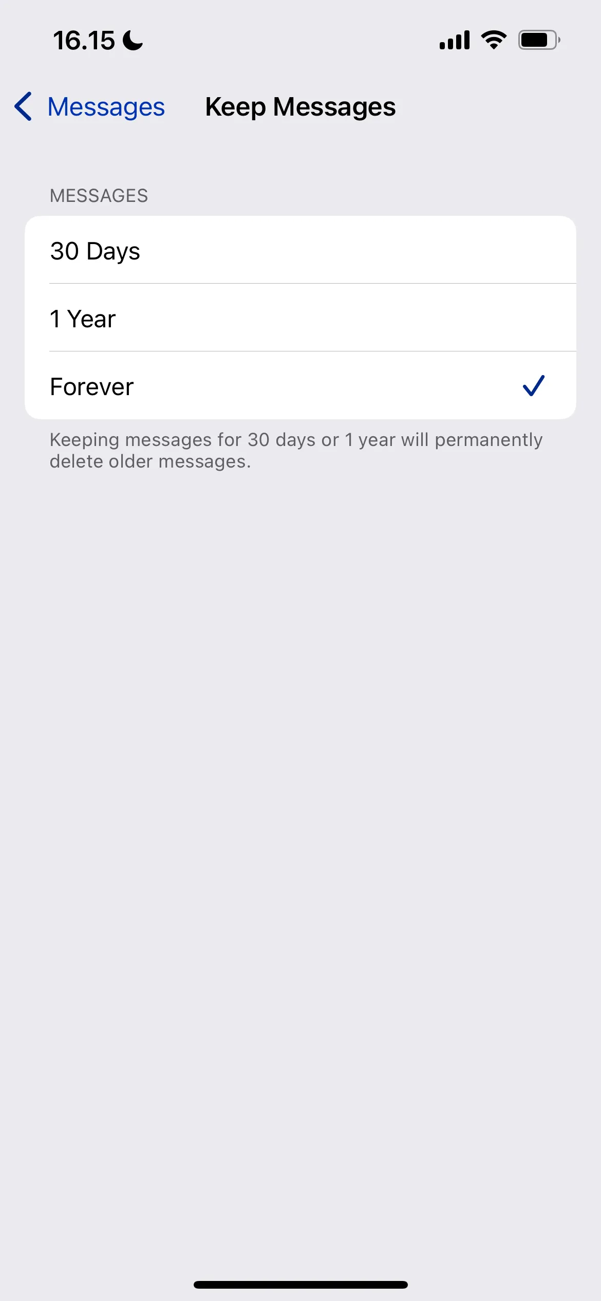 Thay đổi thời gian lưu tin nhắn trong iCloud trên iPhone