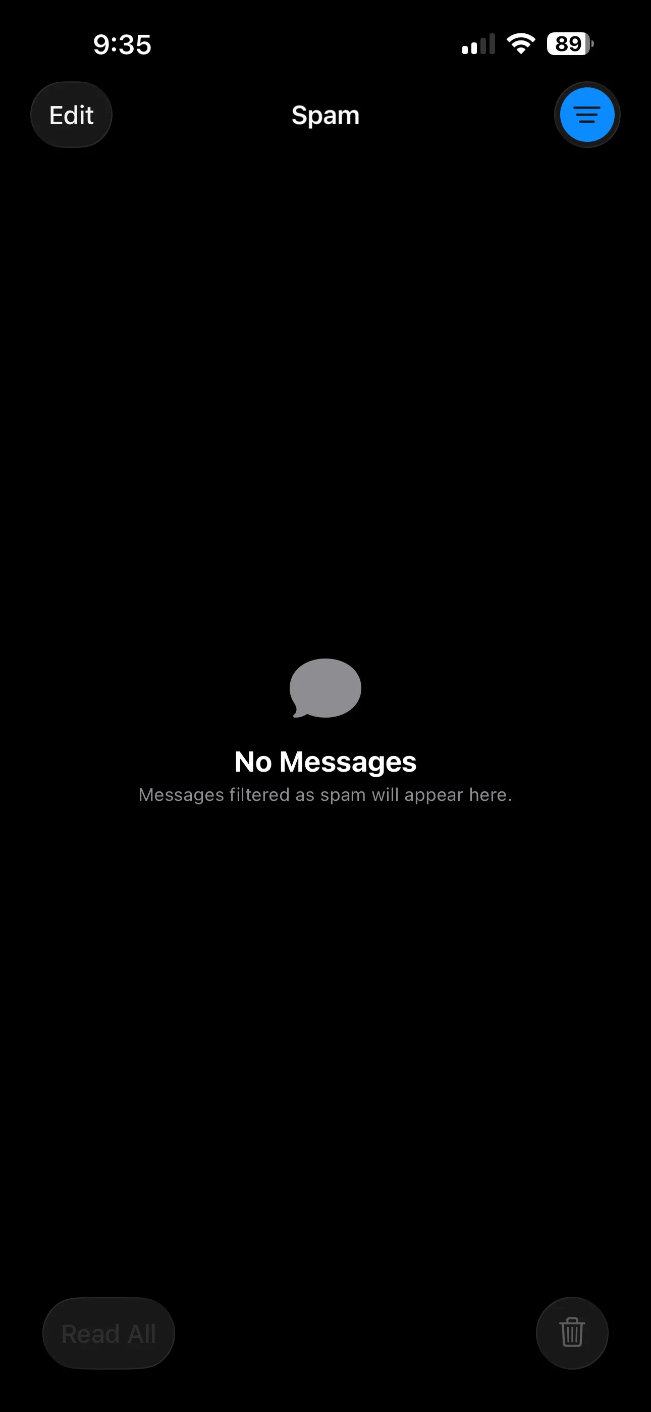 Thẻ tin nhắn rác trong ứng dụng Tin nhắn iOS 26