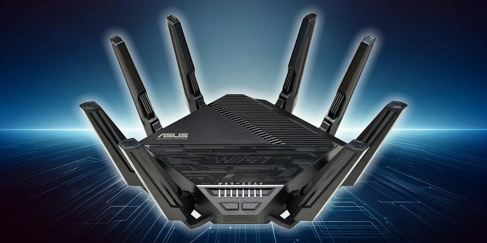 Thiết bị router ASUS hỗ trợ chuẩn Wi-Fi 7, minh họa tiêu chí hiệu suất khi chọn router