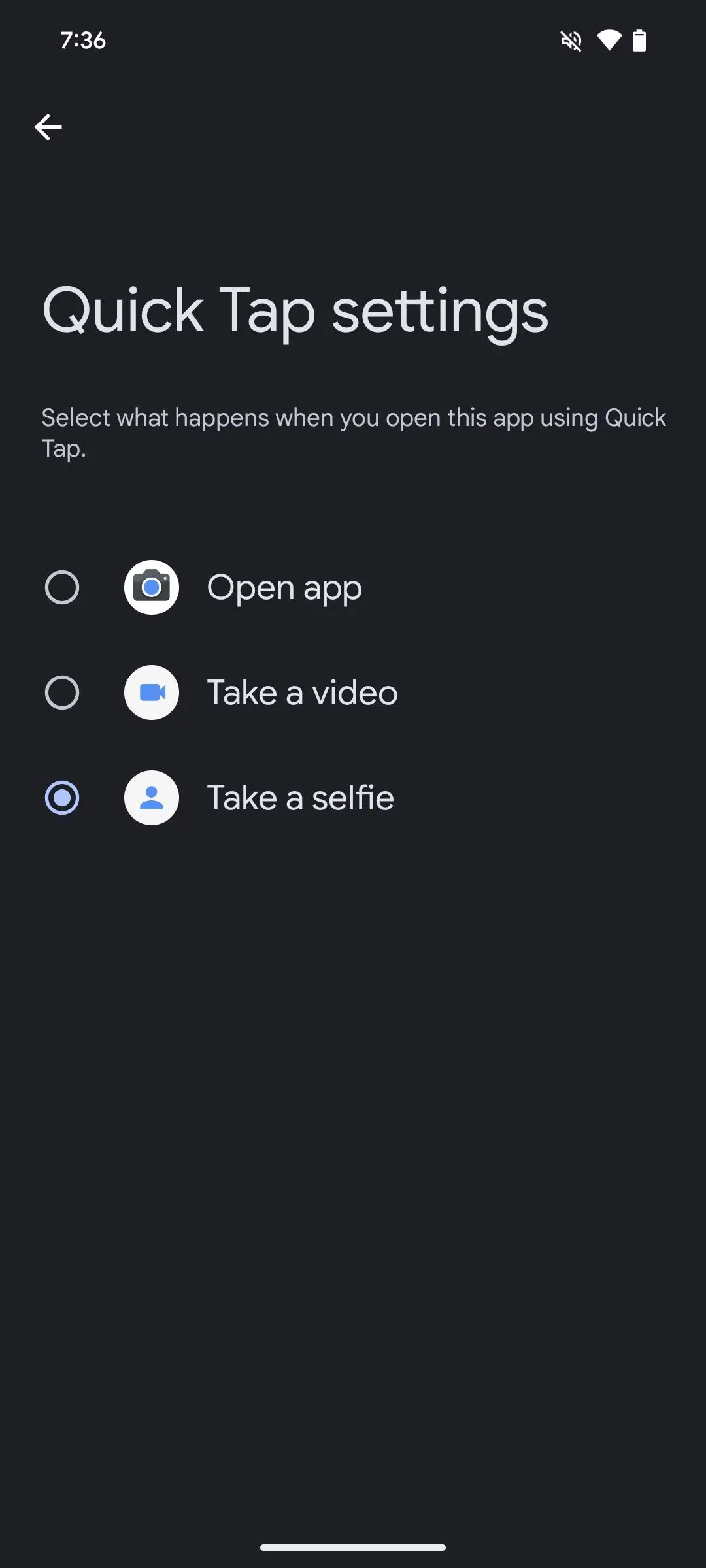 Thiết lập cử chỉ Chạm Nhanh để mở ứng dụng Máy ảnh ở chế độ chụp selfie trên điện thoại Pixel.
