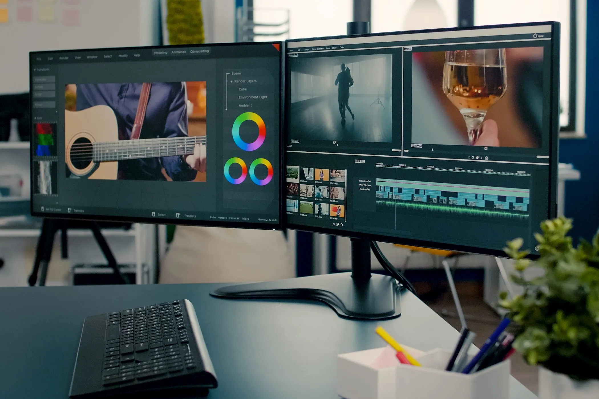Thiết lập đa màn hình cho công việc chỉnh sửa video, tận dụng cổng USB-C của màn hình