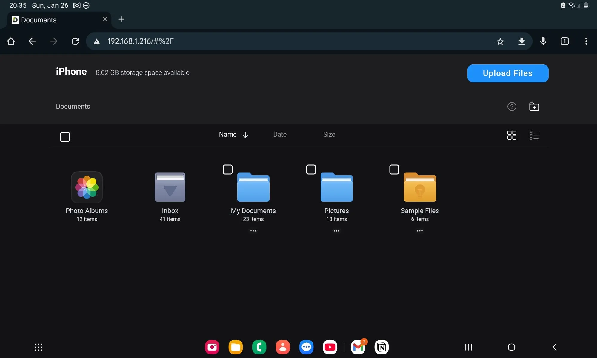 Thiết lập máy chủ WebDAV trên Documents by Readdle để truyền tệp giữa iPhone và máy tính bảng Android