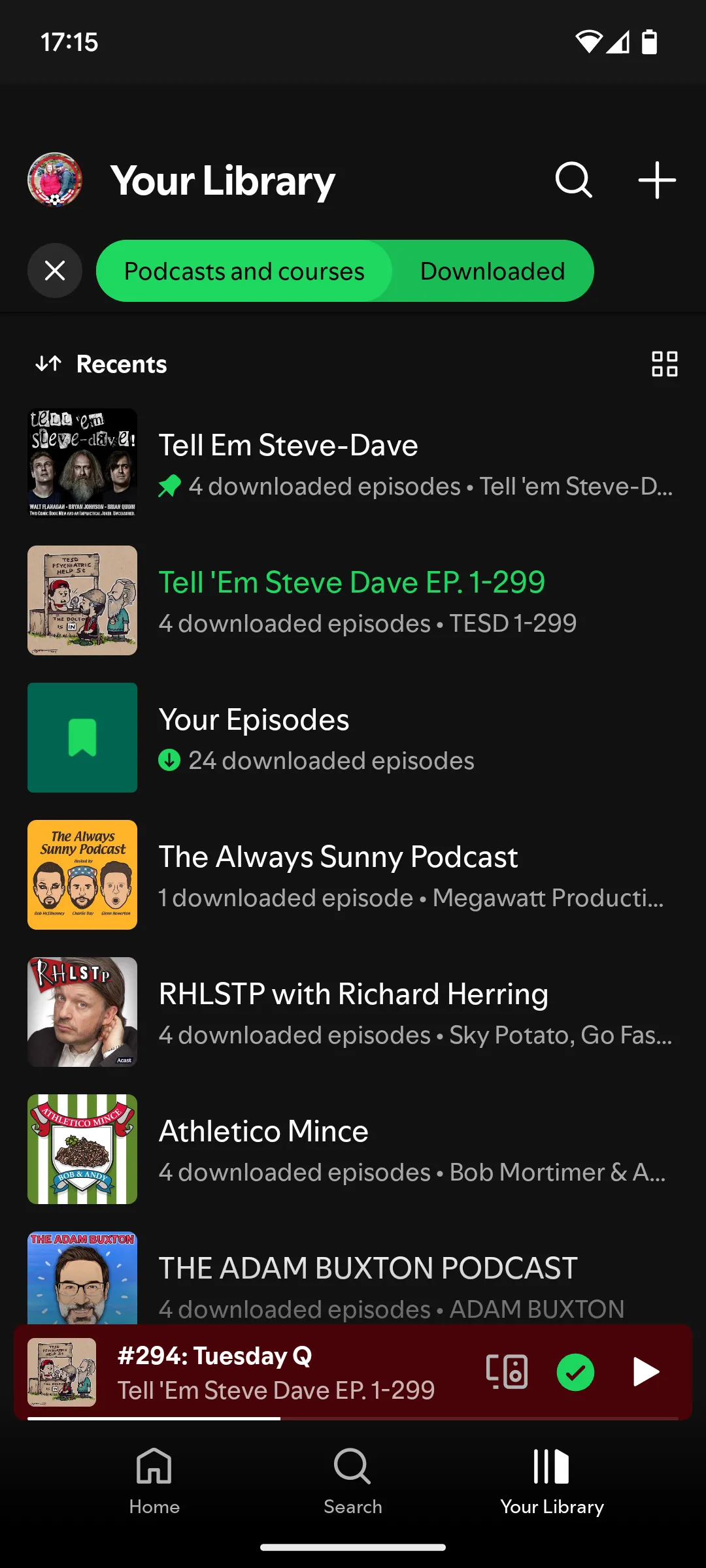 Thư viện podcast đã tải về trên ứng dụng Spotify để nghe ngoại tuyến