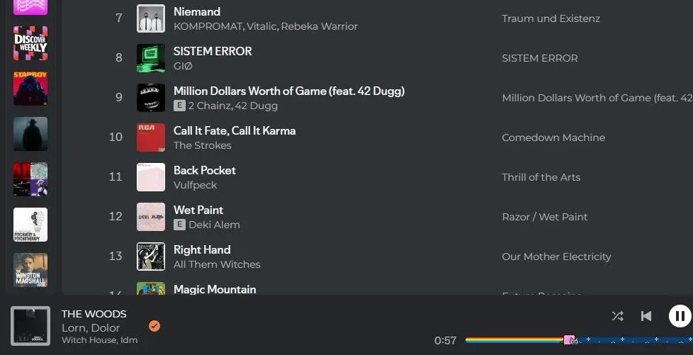 Tiện ích mở rộng Better Spotify Genres của Spicetify hiển thị chính xác thể loại nhạc cho từng bài hát.