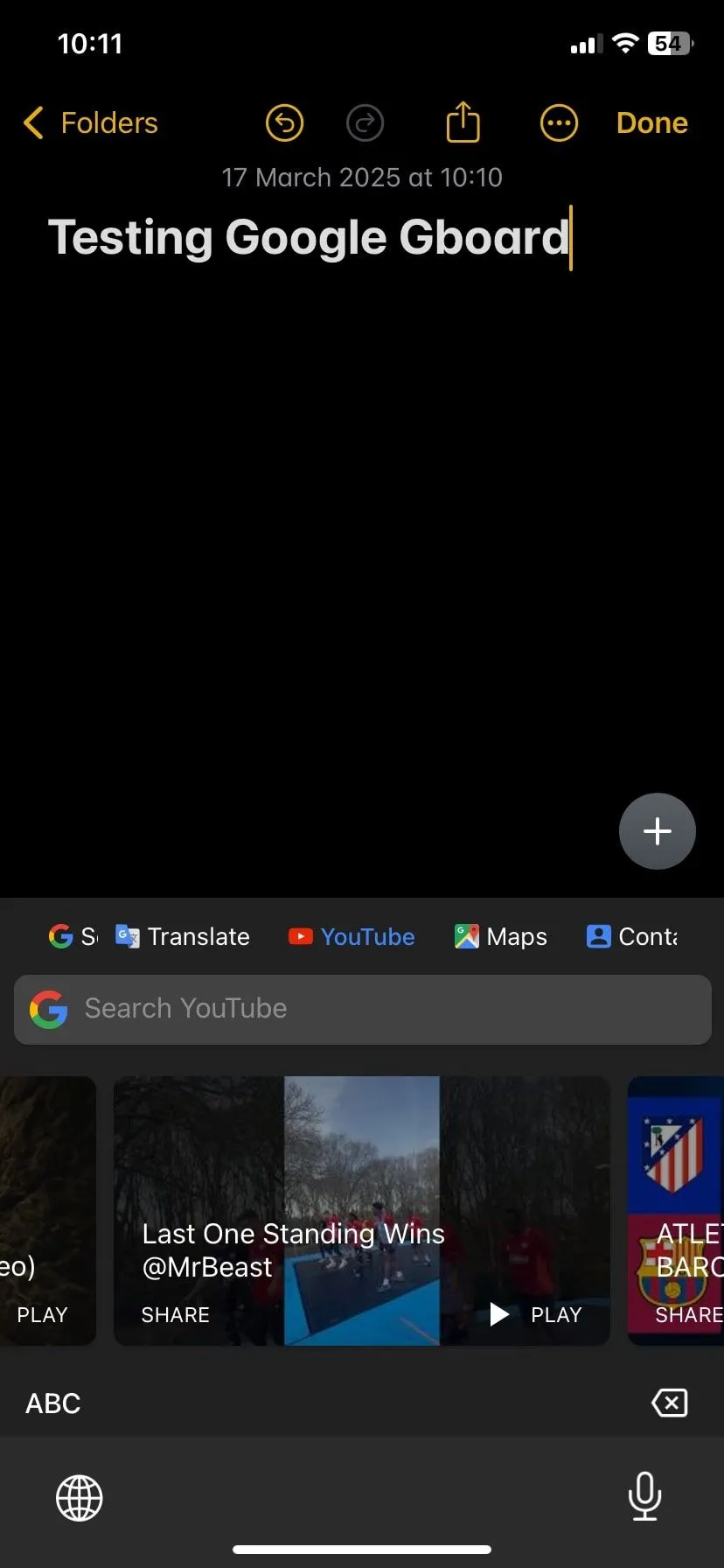 Tiện ích mở rộng YouTube hiển thị video đề xuất trên bàn phím Gboard