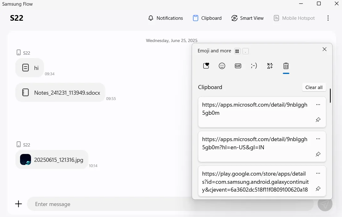 Tính năng đồng bộ khay nhớ tạm (clipboard) của Samsung Flow trên Windows