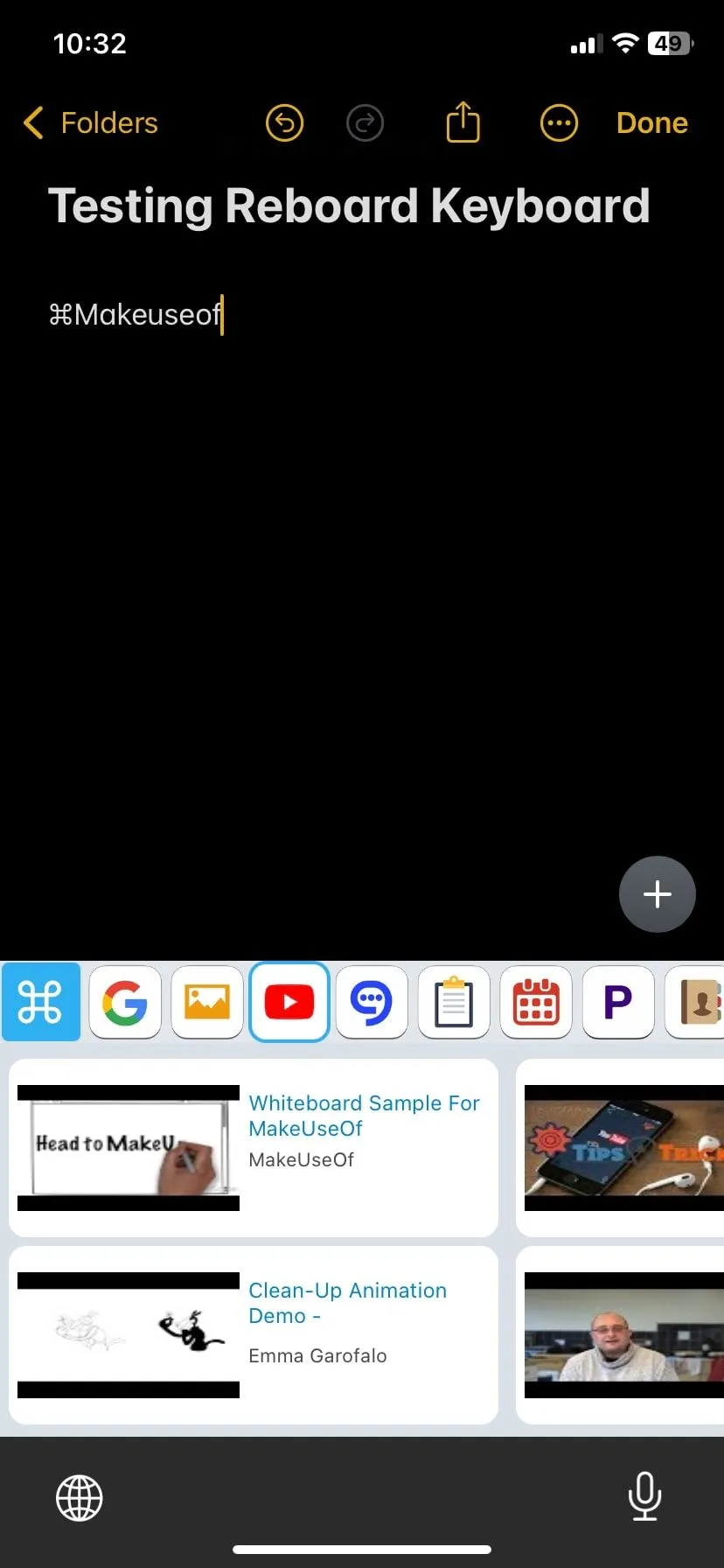 Tính năng tìm kiếm YouTube tích hợp trên bàn phím ReBoard