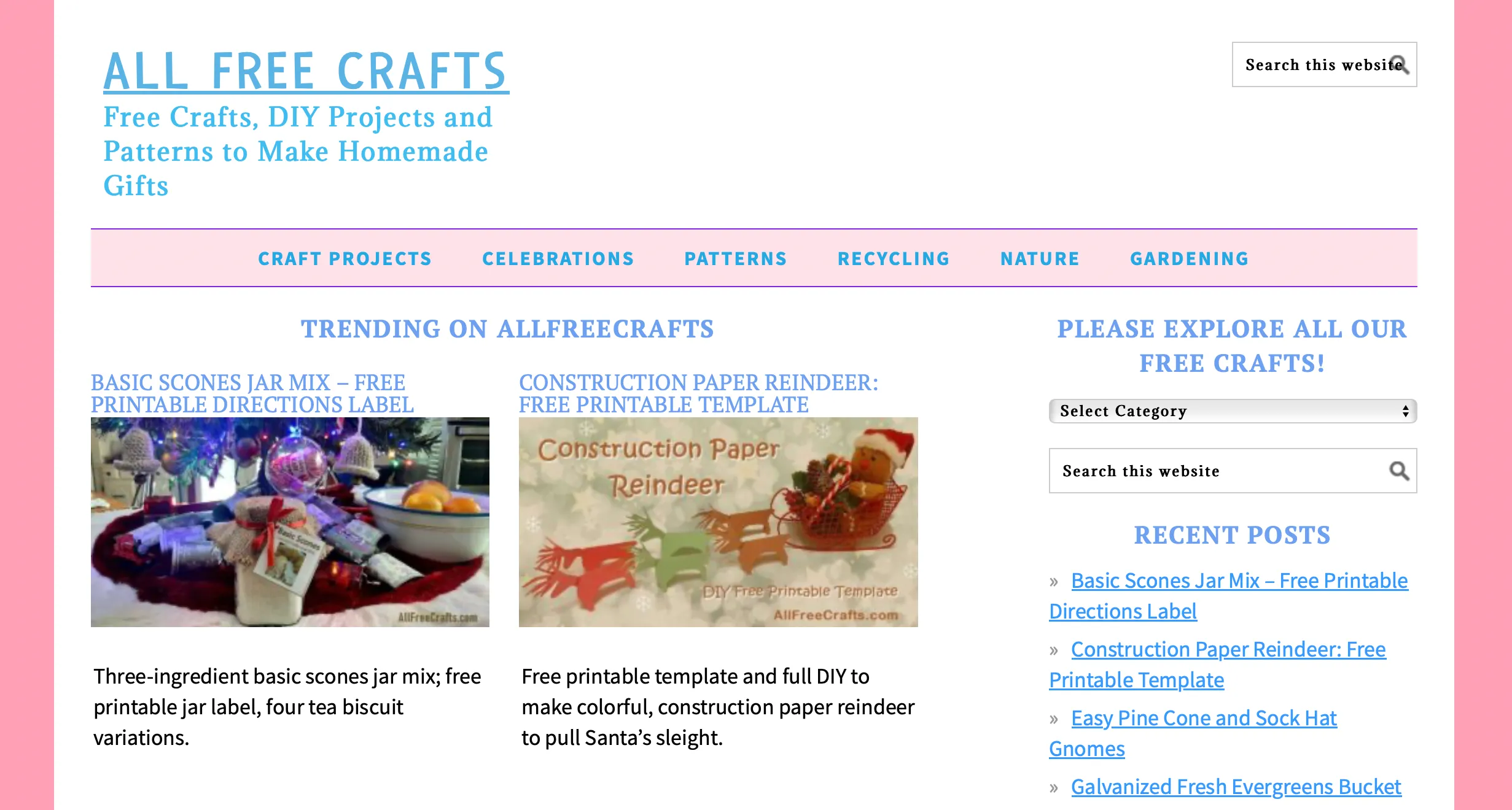 Trang chủ All Free Crafts với các ý tưởng thủ công miễn phí như hũ scone và tuần lộc giấy