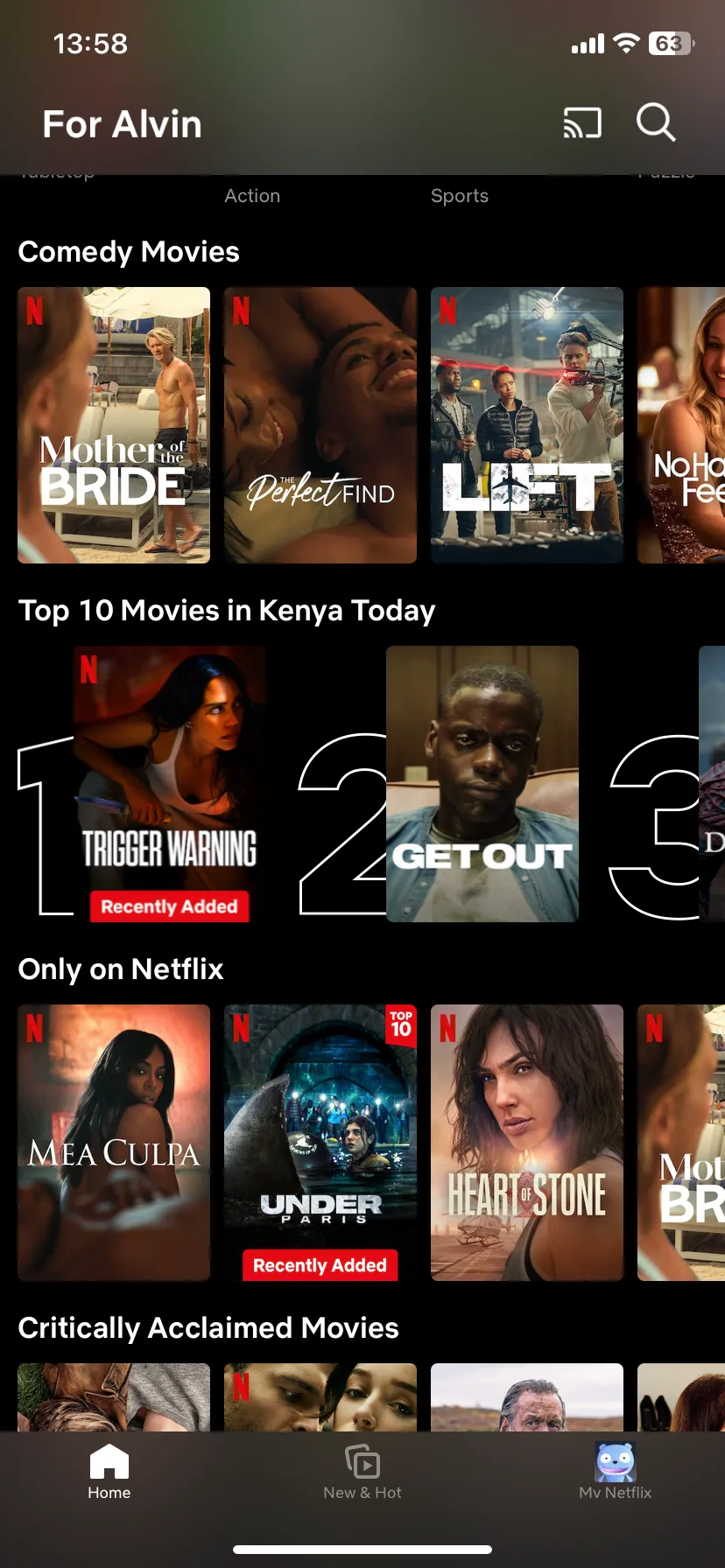 Trang chủ Netflix trên hệ điều hành iOS, cung cấp nội dung giải trí đa dạng cho những lúc nghỉ ngơi