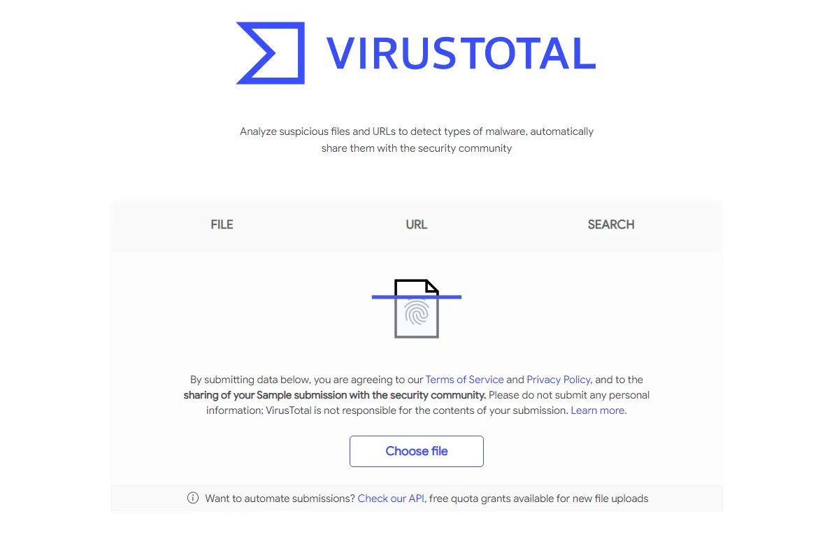 Trang chủ VirusTotal, công cụ quét virus trực tuyến hiệu quả