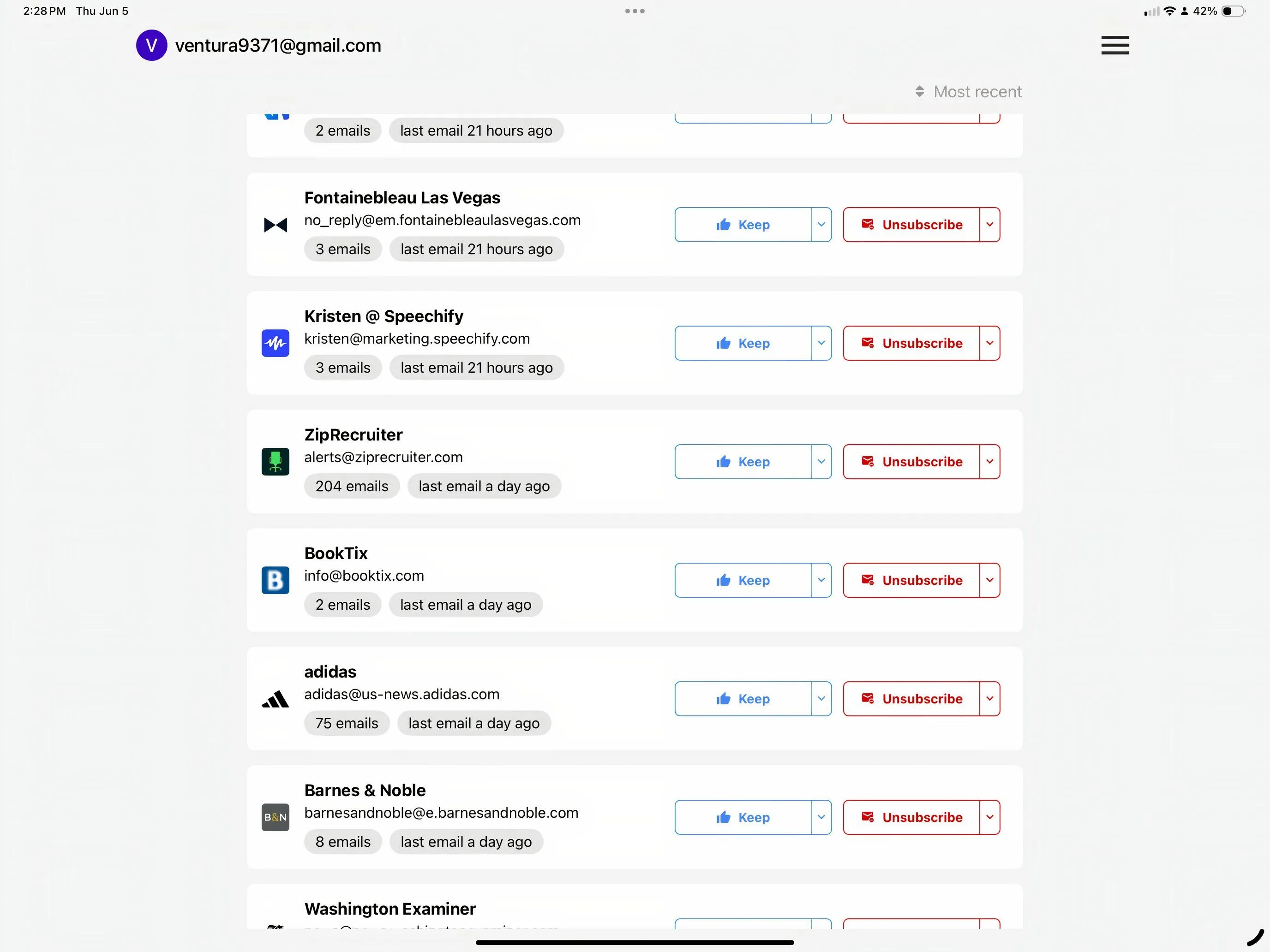 Trimbox trên iPad giúp dọn dẹp và quản lý email hiệu quả