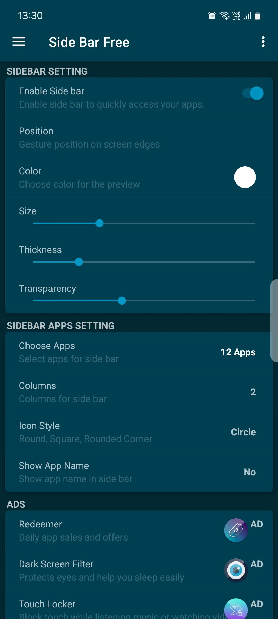 Tùy chỉnh giao diện Side Bar - Edge Screen, cho phép người dùng cá nhân hóa màn hình cạnh trên điện thoại Android.