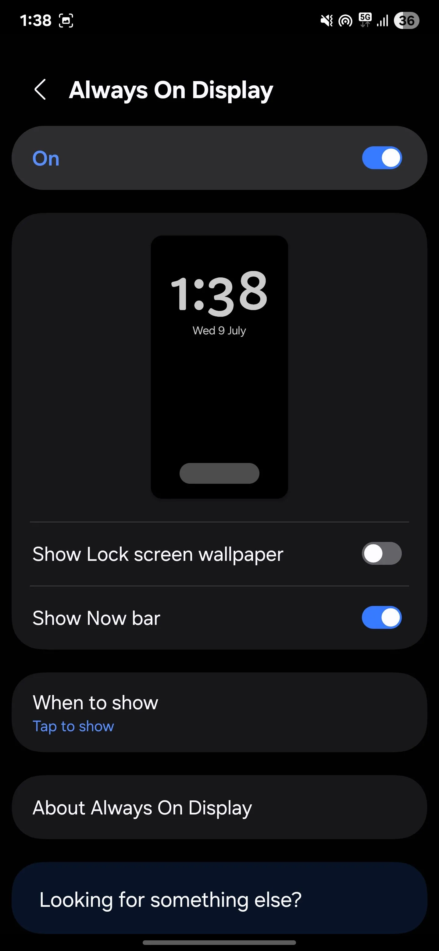 Tùy chọn cài đặt thời gian hiển thị của Always On Display trên Samsung