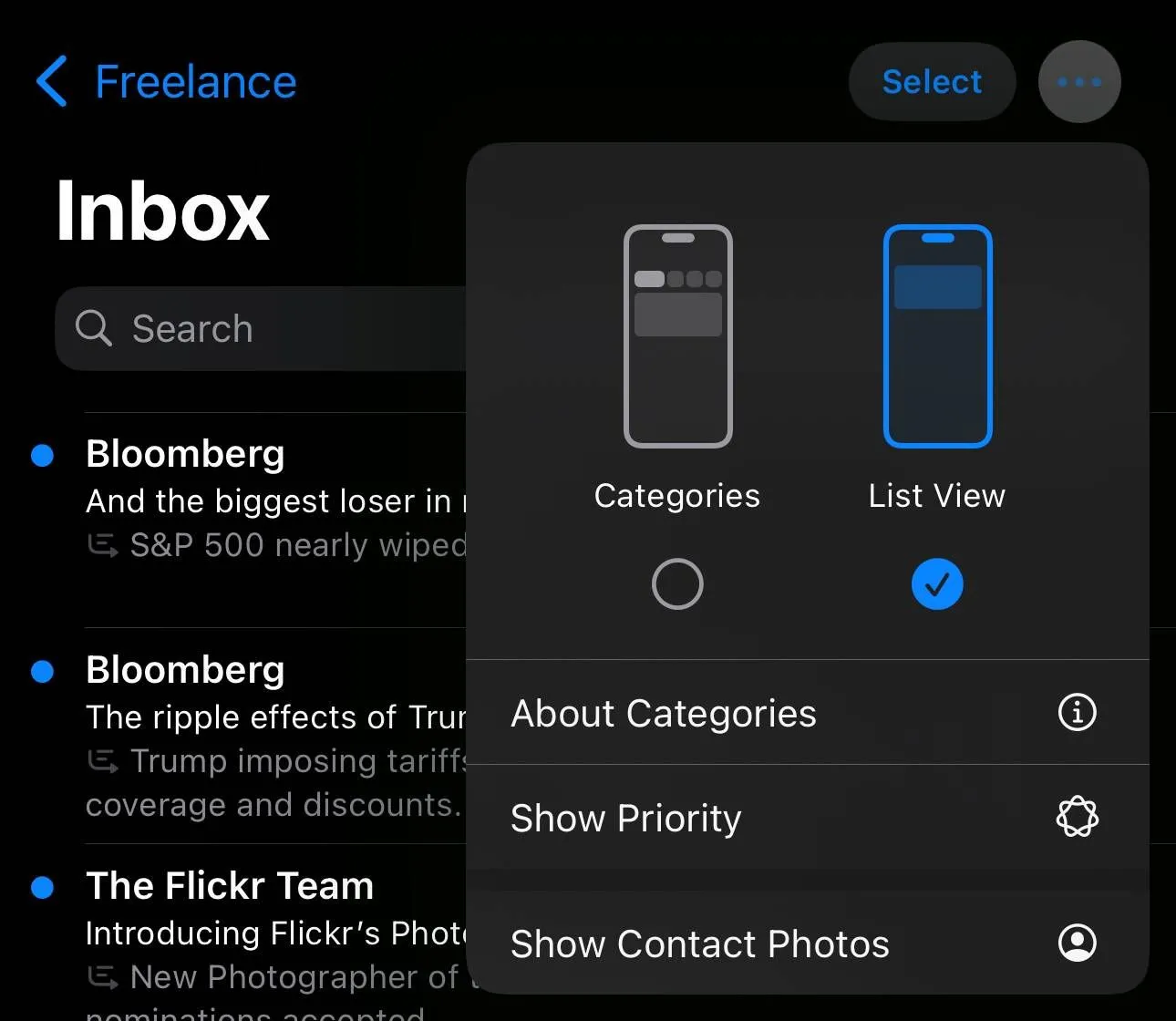Tùy chọn hiển thị ảnh liên hệ trong ứng dụng Mail iOS 18.5 beta 1