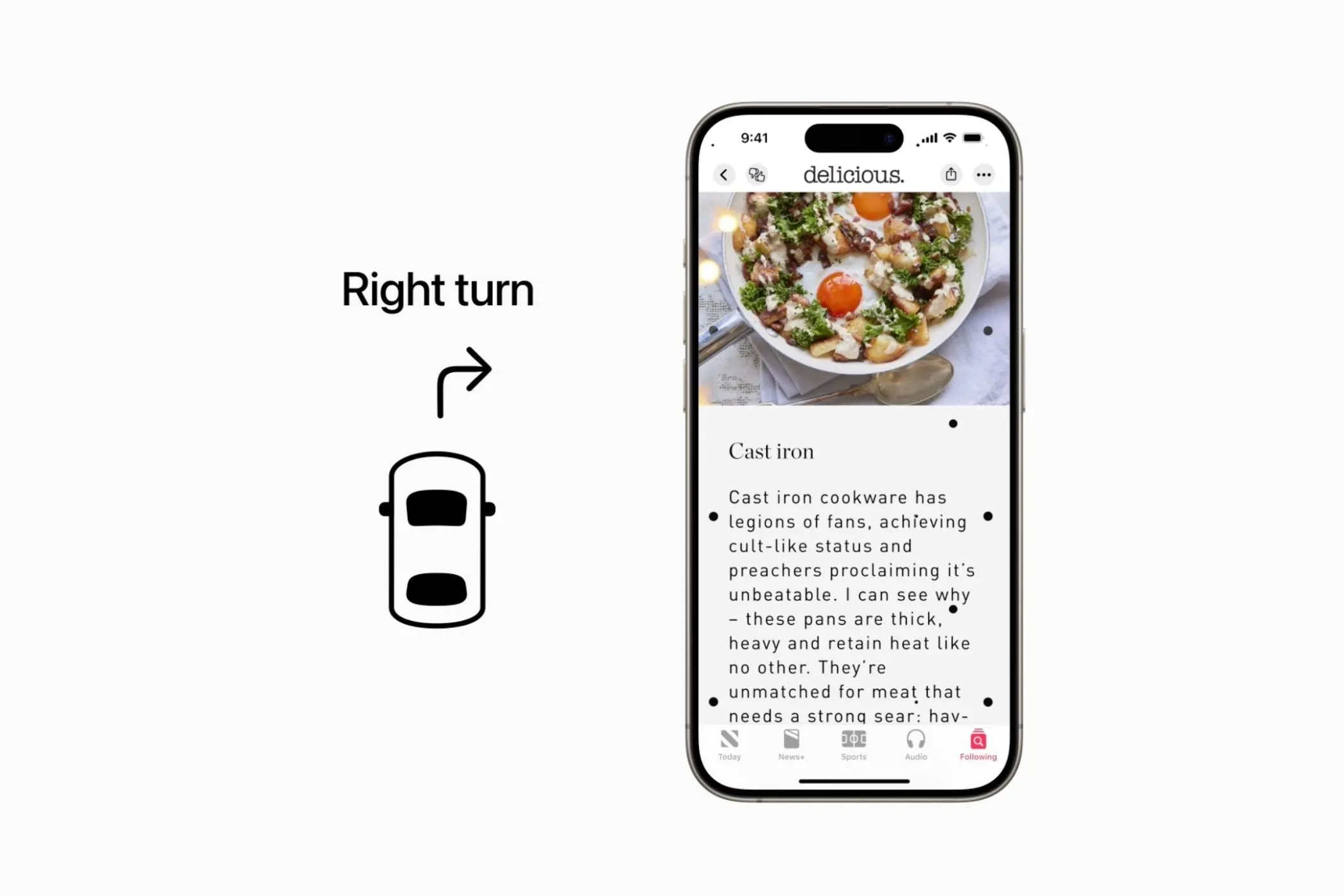 Ứng dụng đang chạy trên iPhone hiển thị tính năng Vehicle Motion Cues.