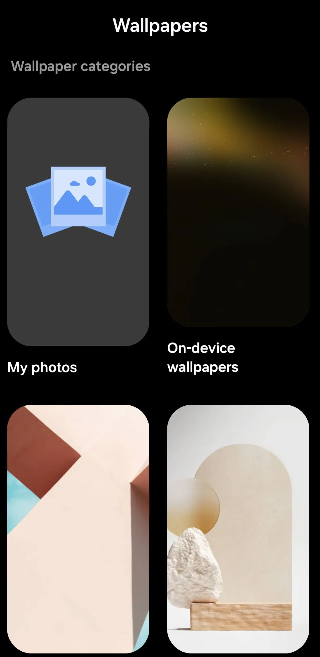 Ứng dụng Google Wallpapers trên Android cung cấp bộ sưu tập hình nền đa dạng