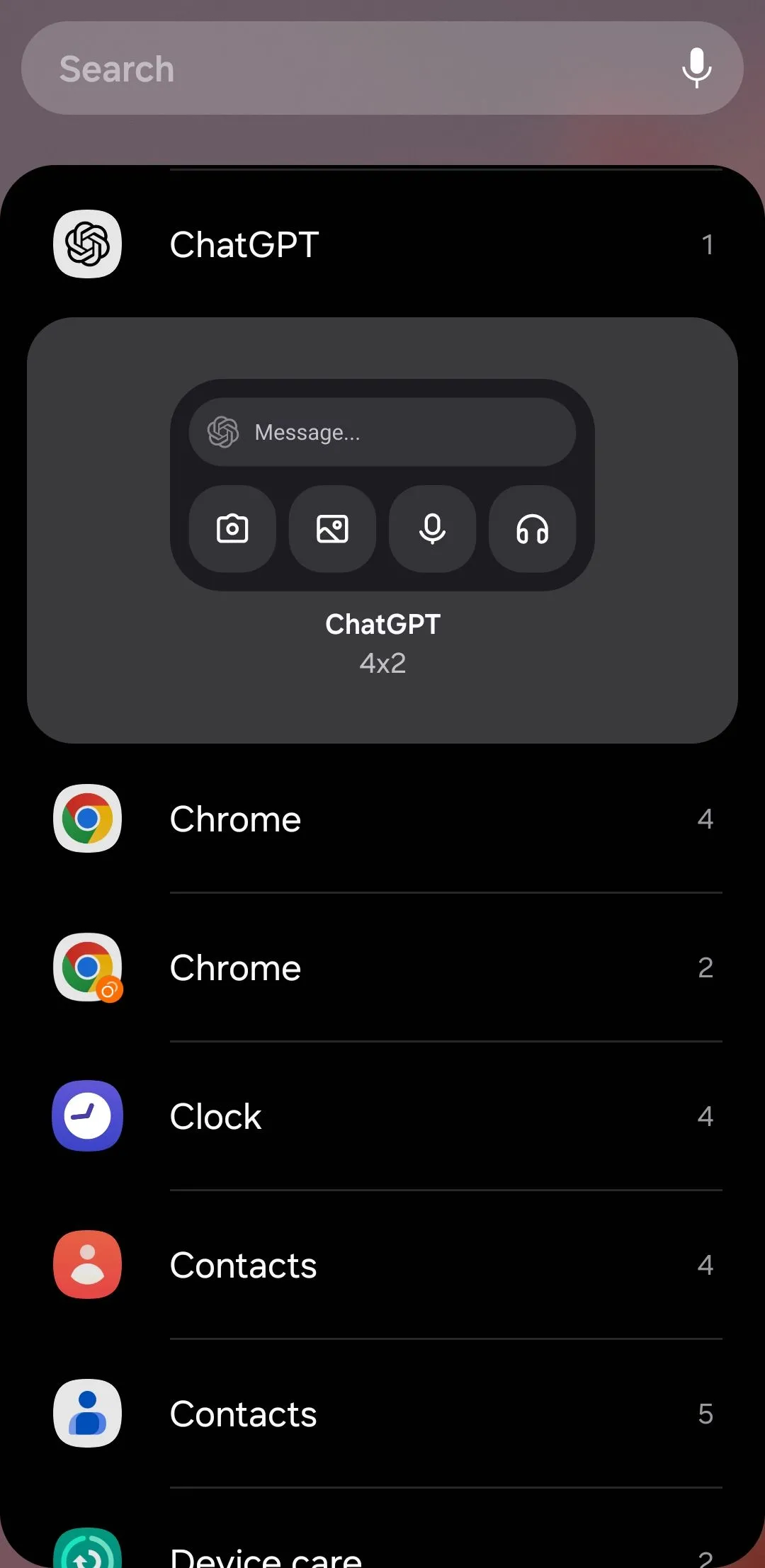 Widget ChatGPT trên màn hình chính của điện thoại Android