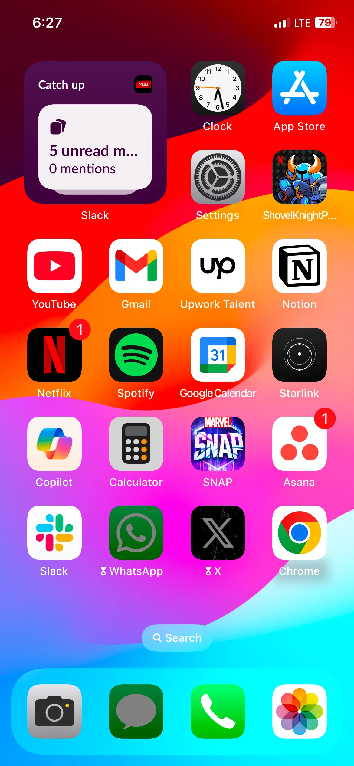 Widget Slack hiển thị số lượng tin nhắn chưa đọc và lượt nhắc trực tiếp từ không gian làm việc.