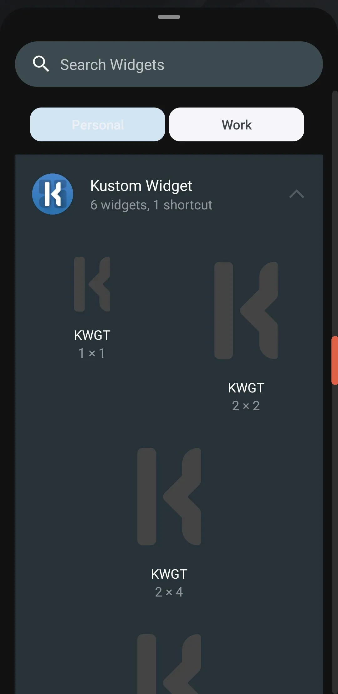 Widget tùy chỉnh được tạo bằng KWGT hiển thị trên màn hình chính Android