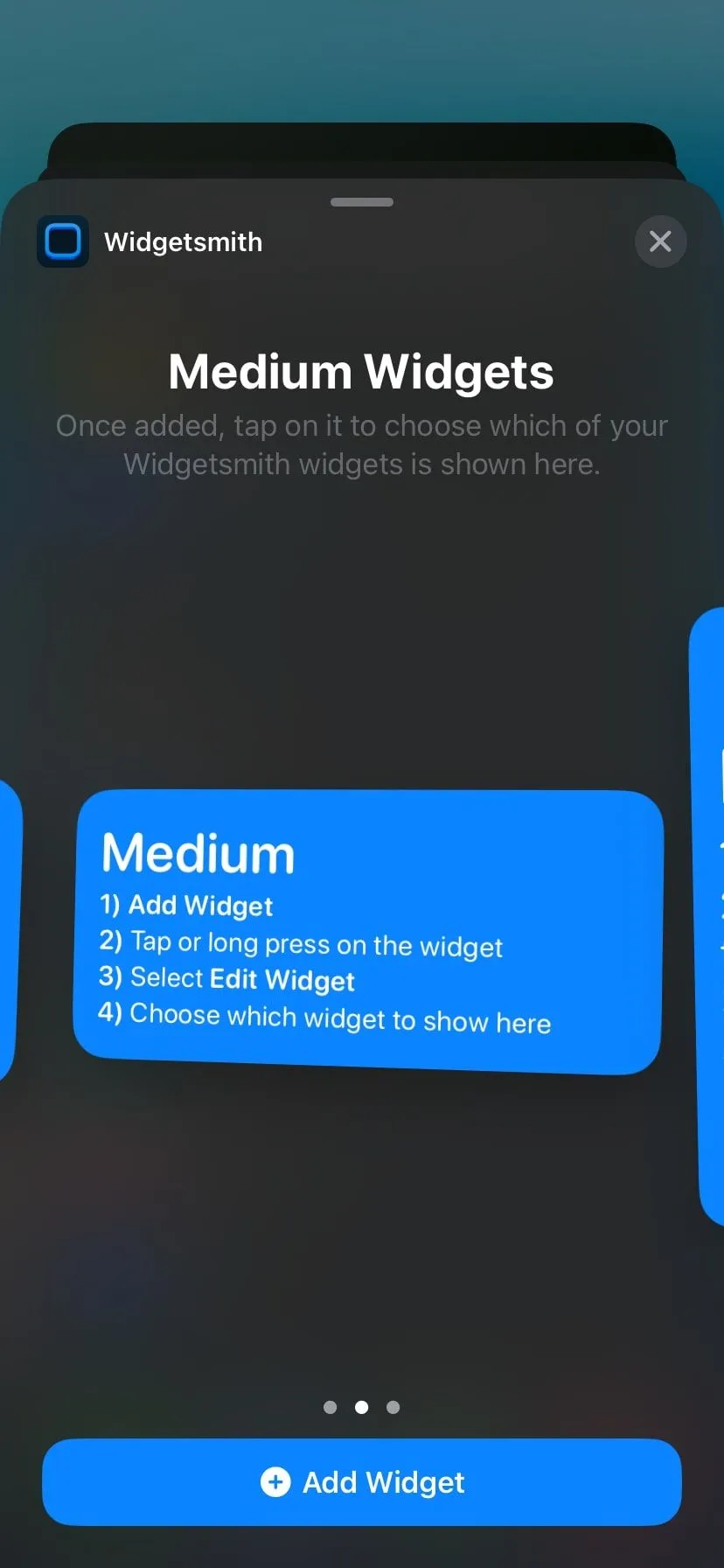 Widget Widgetsmith hiển thị trên trang tiện ích